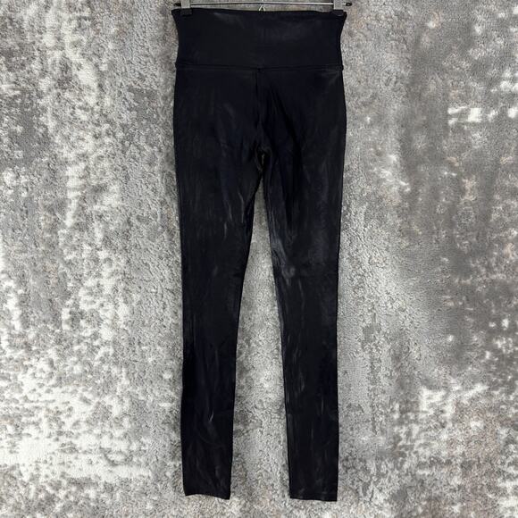 Spanx Size S Faux Leather Casual Leggings Black Elastic Waist Pull On Stretch - Picture 3 of 11